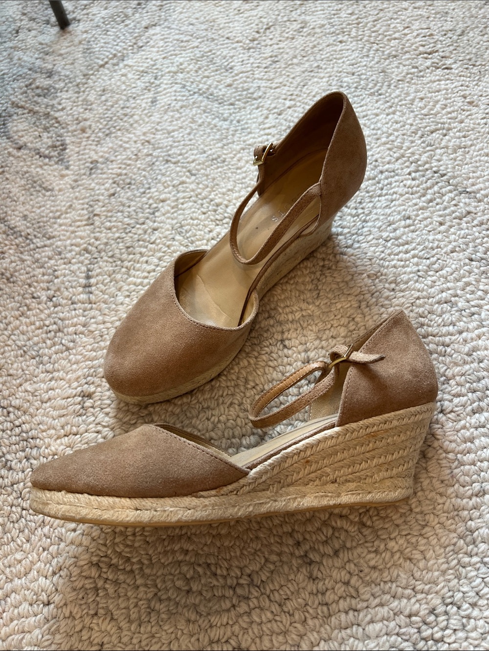 Talbots Taupe Espadrille Wedge Sandals with Ankle Strap